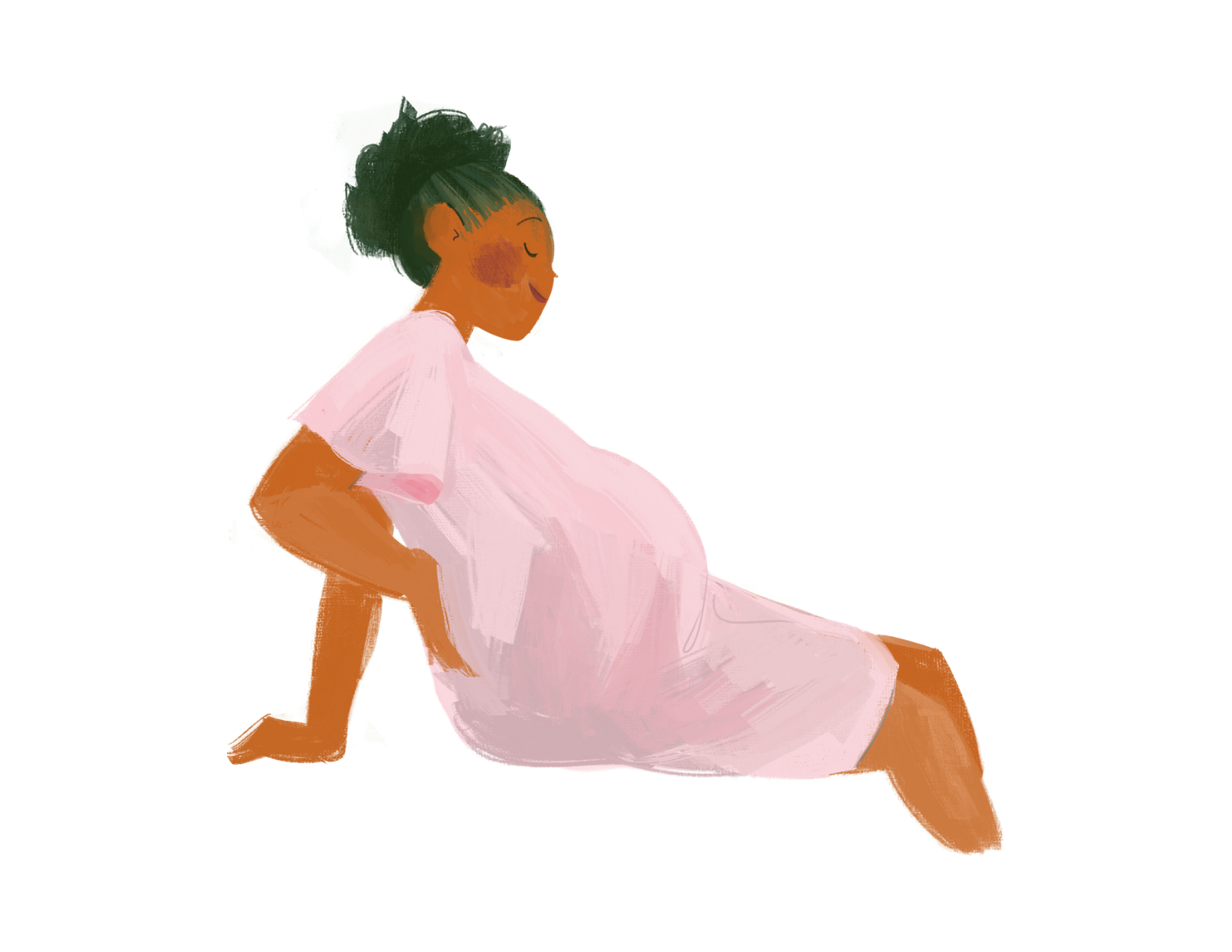 illustrated image of pregnant leaning back with their hand resting against their back